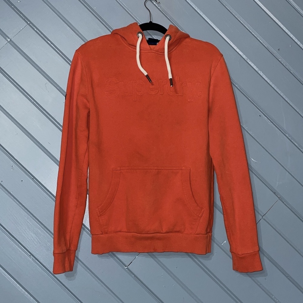 Superdry Vintage Classic Surplus Orange Embossed Logo Hooded Sweatshirt